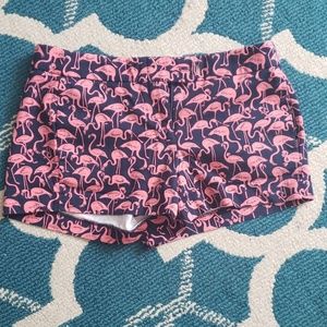 J. CREW Navy and Pink Flamingo Shorts size 4